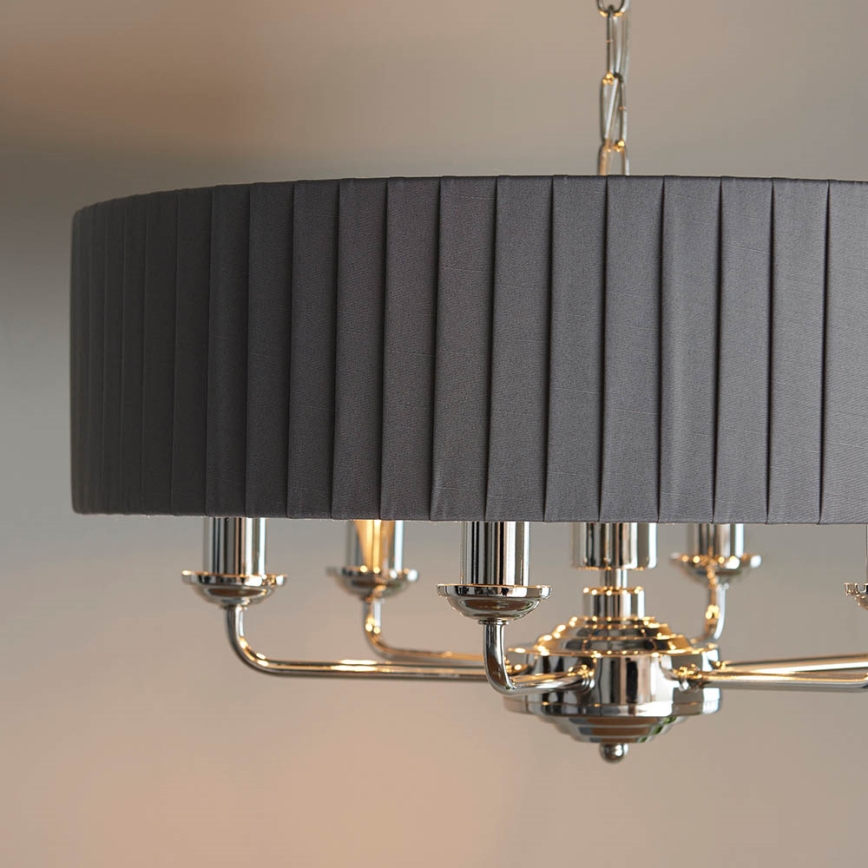 Endon 94397 - Lámpara colgante con cadena HIGHCLERE 6xE14/40W/230V gris/cromo brillante