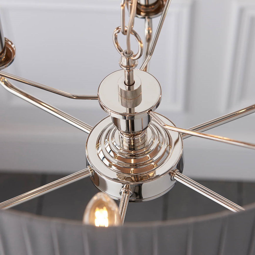 Endon 94397 - Lámpara colgante con cadena HIGHCLERE 6xE14/40W/230V gris/cromo brillante