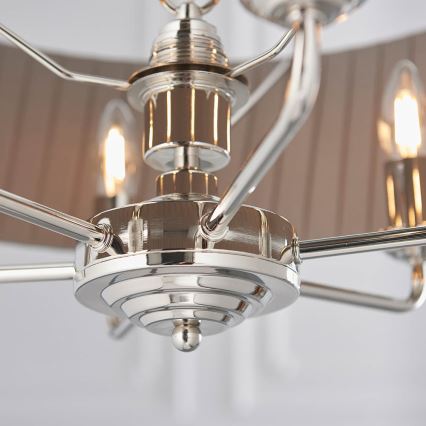 Endon 94397 - Lámpara colgante con cadena HIGHCLERE 6xE14/40W/230V gris/cromo brillante