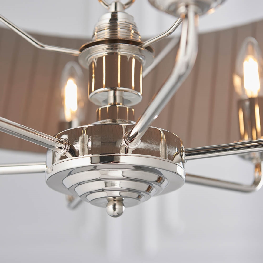 Endon 94397 - Lámpara colgante con cadena HIGHCLERE 6xE14/40W/230V gris/cromo brillante