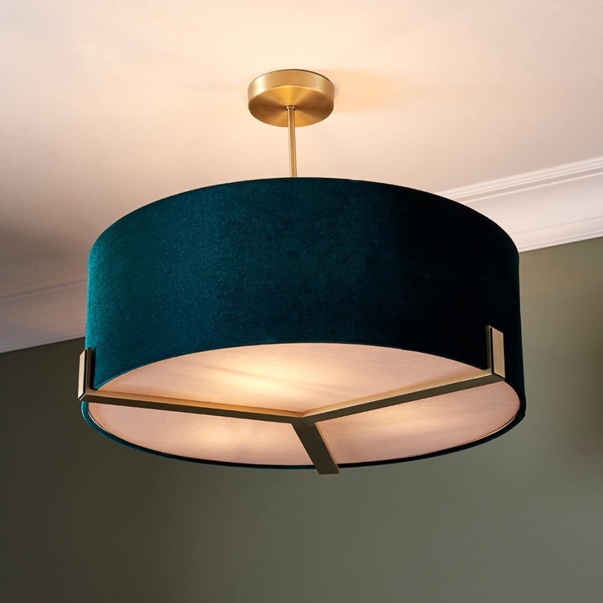 Endon 95839 - Lámpara colgante HAYFIELD 3xE27/40W/230V latón/Verde