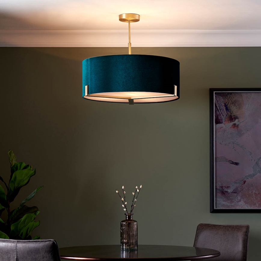 Endon 95839 - Lámpara colgante HAYFIELD 3xE27/40W/230V latón/Verde