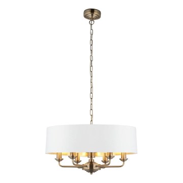 Endon 98933 - Lámpara colgante con cadena HIGHCLERE 6xE14/40W/230V blanco/latón