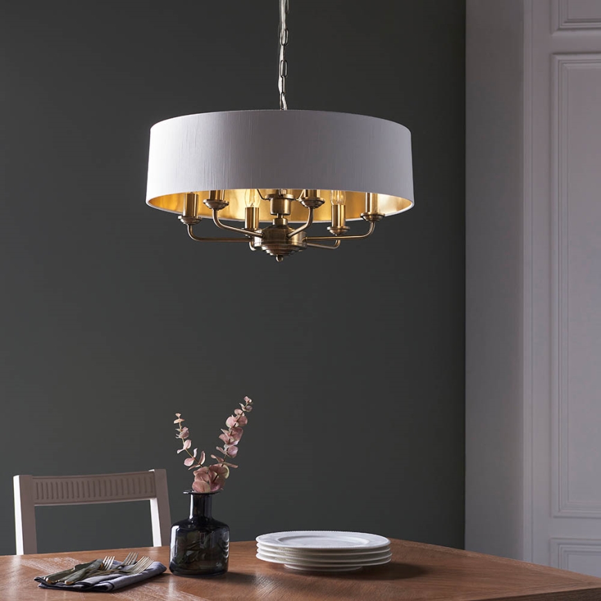 Endon 98933 - Lámpara colgante con cadena HIGHCLERE 6xE14/40W/230V blanco/latón