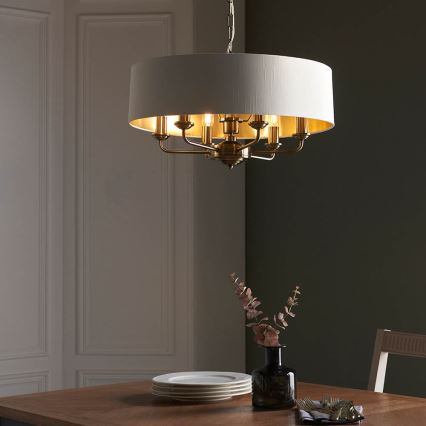 Endon 98933 - Lámpara colgante con cadena HIGHCLERE 6xE14/40W/230V blanco/latón