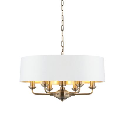 Endon 98933 - Lámpara colgante con cadena HIGHCLERE 6xE14/40W/230V blanco/latón