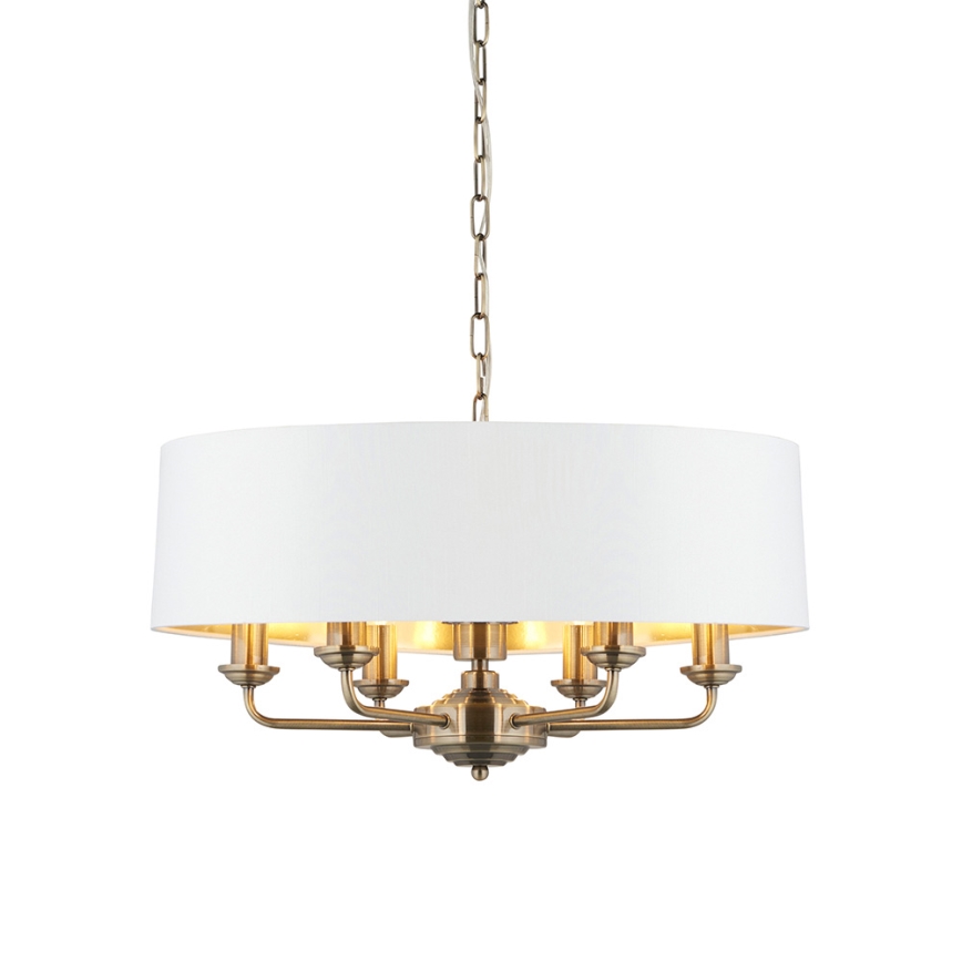 Endon 98933 - Lámpara colgante con cadena HIGHCLERE 6xE14/40W/230V blanco/latón