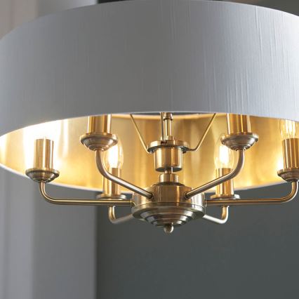 Endon 98933 - Lámpara colgante con cadena HIGHCLERE 6xE14/40W/230V blanco/latón