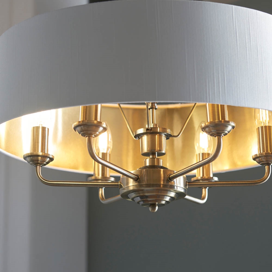 Endon 98933 - Lámpara colgante con cadena HIGHCLERE 6xE14/40W/230V blanco/latón