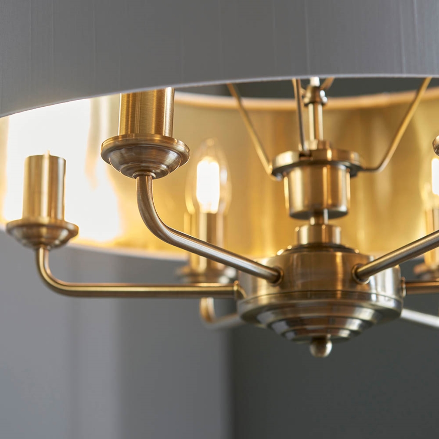 Endon 98933 - Lámpara colgante con cadena HIGHCLERE 6xE14/40W/230V blanco/latón