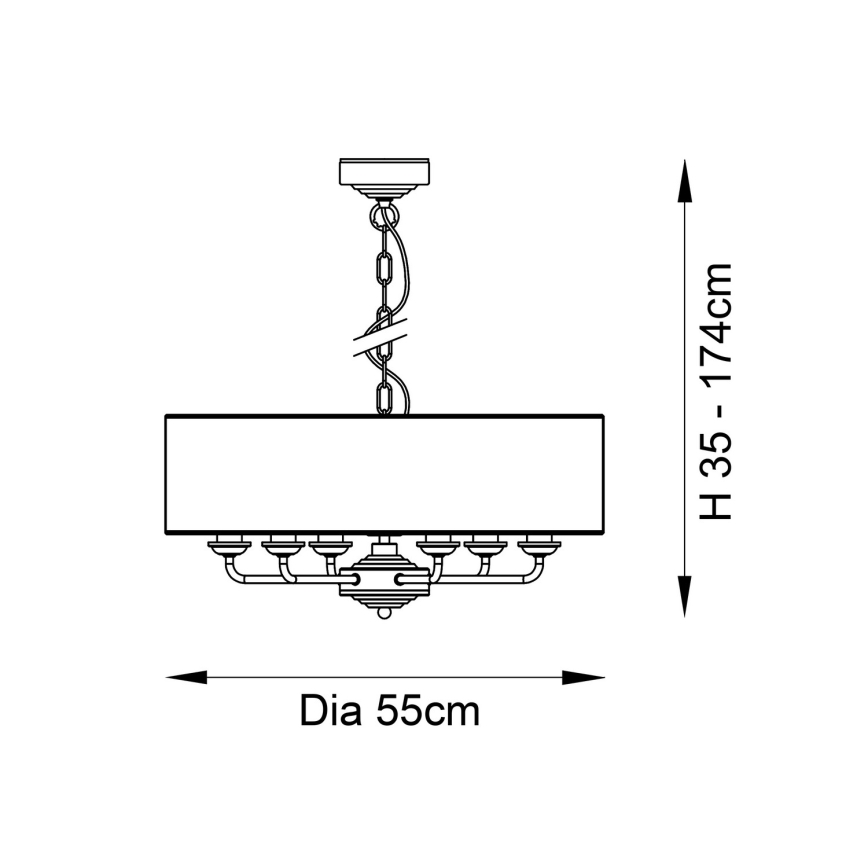 Endon 98933 - Lámpara colgante con cadena HIGHCLERE 6xE14/40W/230V blanco/latón