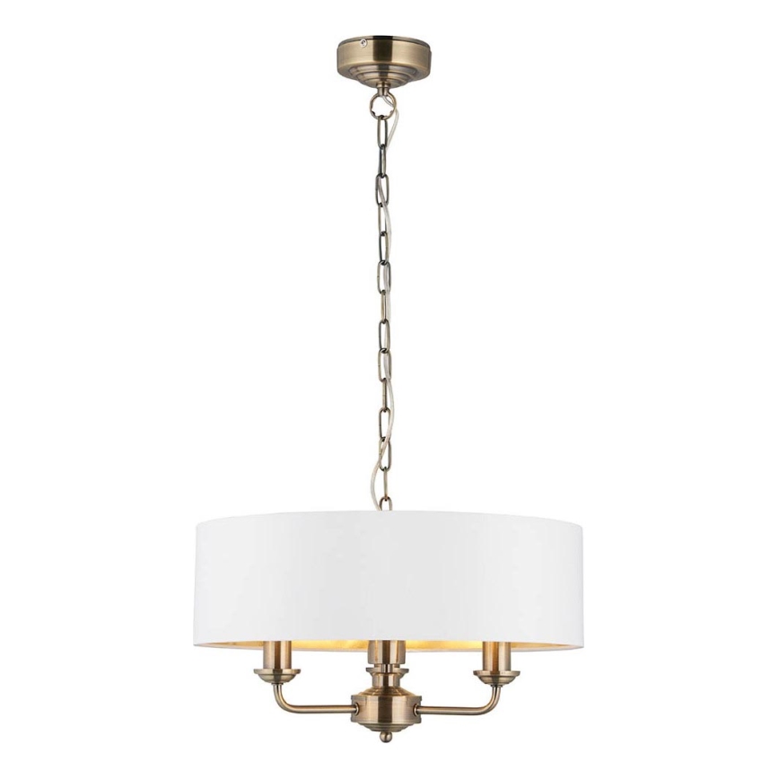 Endon 98934 - Lámpara colgante con cadena HIGHCLERE 3xE14/40W/230V blanco/latón