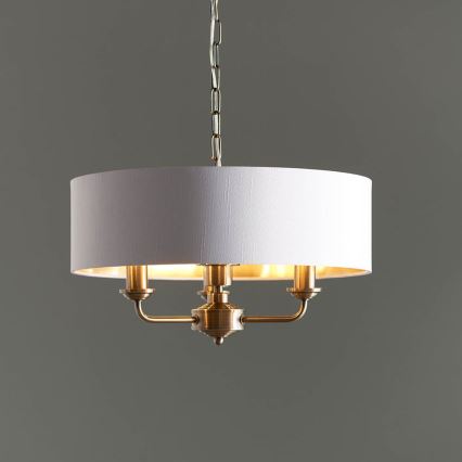 Endon 98934 - Lámpara colgante con cadena HIGHCLERE 3xE14/40W/230V blanco/latón