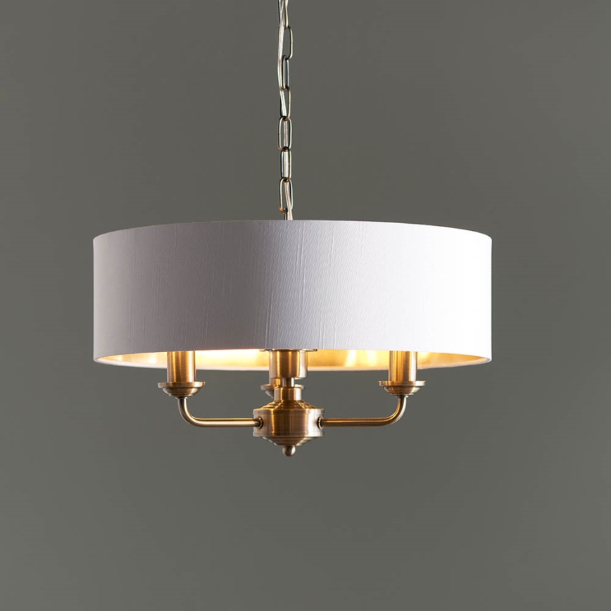 Endon 98934 - Lámpara colgante con cadena HIGHCLERE 3xE14/40W/230V blanco/latón