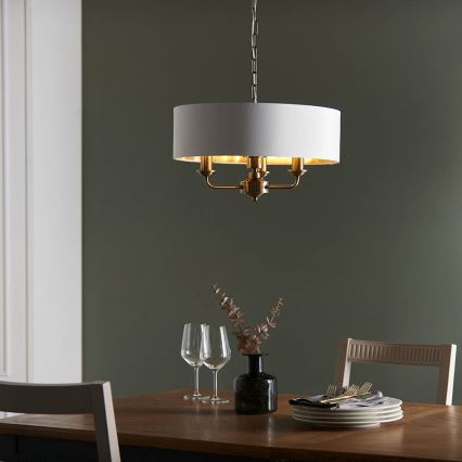 Endon 98934 - Lámpara colgante con cadena HIGHCLERE 3xE14/40W/230V blanco/latón