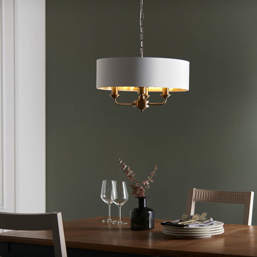 Endon 98934 - Lámpara colgante con cadena HIGHCLERE 3xE14/40W/230V blanco/latón