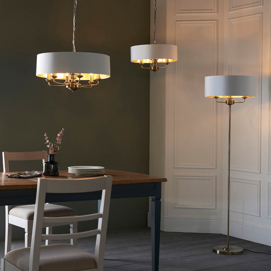 Endon 98934 - Lámpara colgante con cadena HIGHCLERE 3xE14/40W/230V blanco/latón