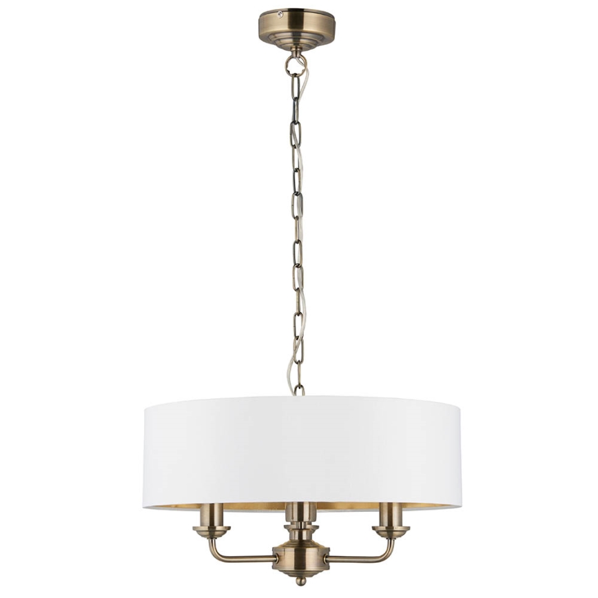 Endon 98934 - Lámpara colgante con cadena HIGHCLERE 3xE14/40W/230V blanco/latón