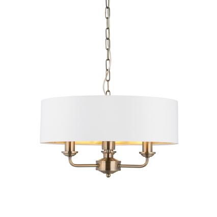 Endon 98934 - Lámpara colgante con cadena HIGHCLERE 3xE14/40W/230V blanco/latón