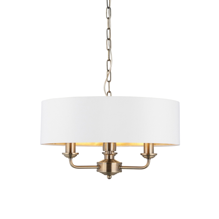Endon 98934 - Lámpara colgante con cadena HIGHCLERE 3xE14/40W/230V blanco/latón