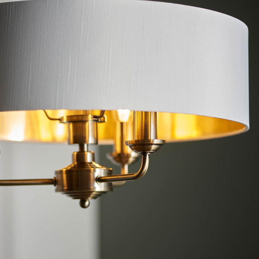 Endon 98934 - Lámpara colgante con cadena HIGHCLERE 3xE14/40W/230V blanco/latón
