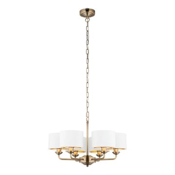 Endon 98936 - Lámpara colgante con cadena HIGHCLERE 6xE14/28W/230V blanco/latón