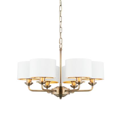 Endon 98936 - Lámpara colgante con cadena HIGHCLERE 6xE14/28W/230V blanco/latón