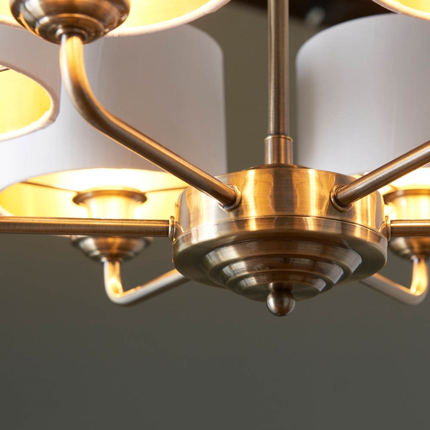 Endon 98936 - Lámpara colgante con cadena HIGHCLERE 6xE14/28W/230V blanco/latón