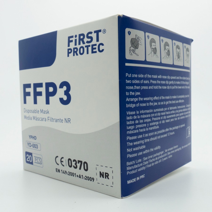Equipo de protección - respirador FFP3 NR CE 0370 100pcs