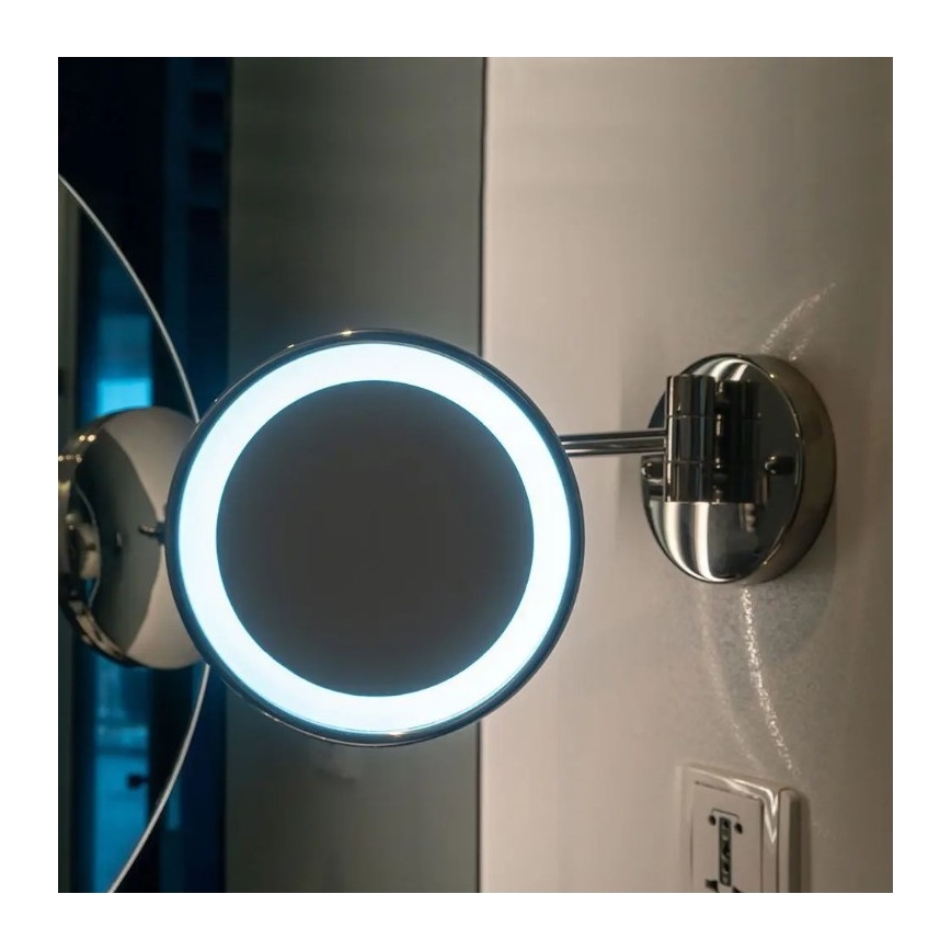 Espejo cosmético de pared LED LED/3W/6V 4xAA IP44