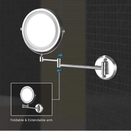 Espejo cosmético de pared LED LED/3W/6V 4xAA IP44