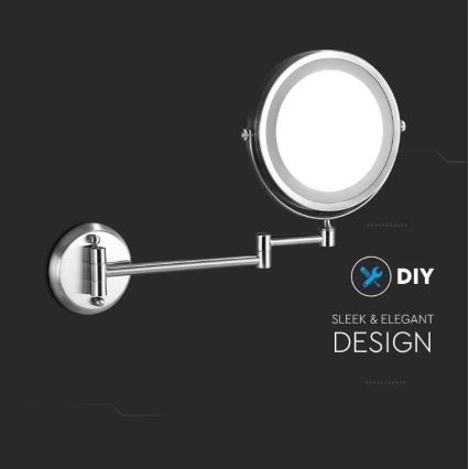 Espejo cosmético de pared LED LED/3W/6V 4xAA IP44