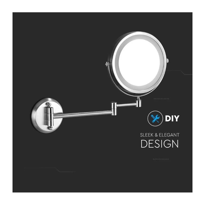 Espejo cosmético de pared LED LED/3W/6V 4xAA IP44