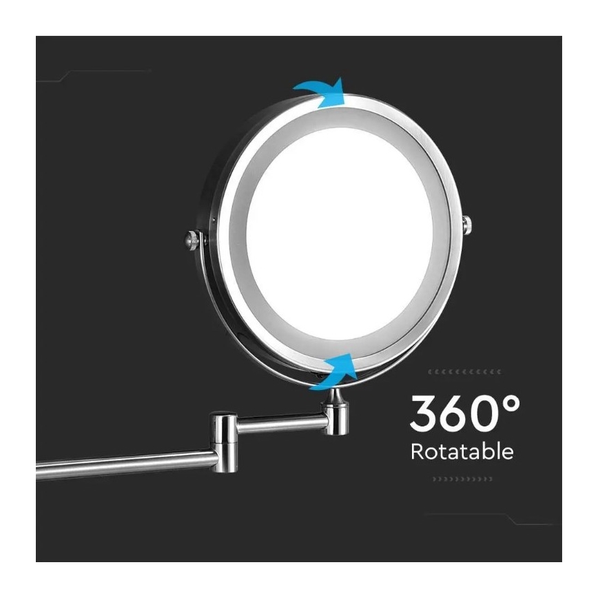 Espejo cosmético de pared LED LED/3W/6V 4xAA IP44