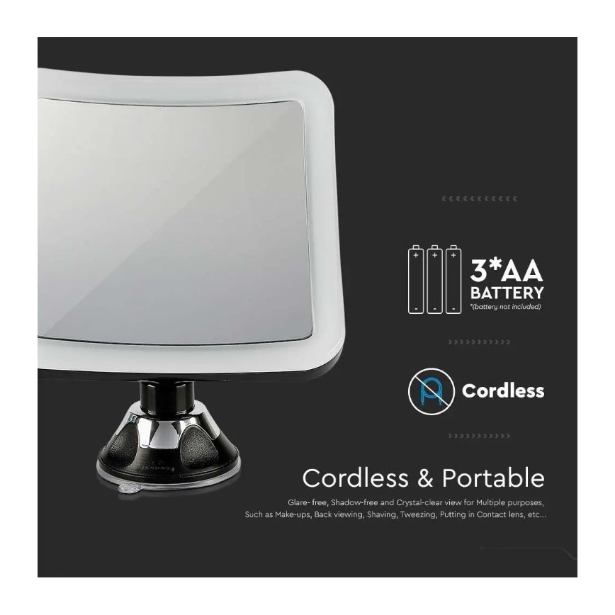 Espejo cosmético LED LED/3,2W/4,5V 3xAA IP44