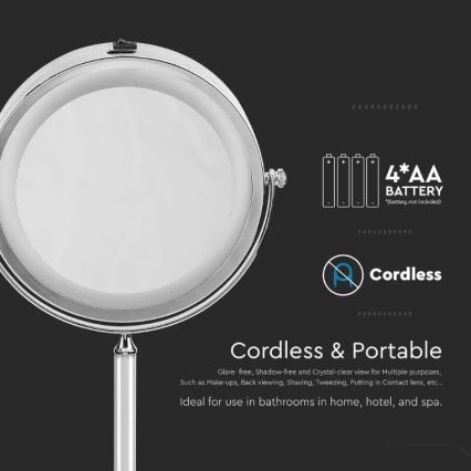 Espejo cosmético LED LED/3W/6V 4xAA IP44