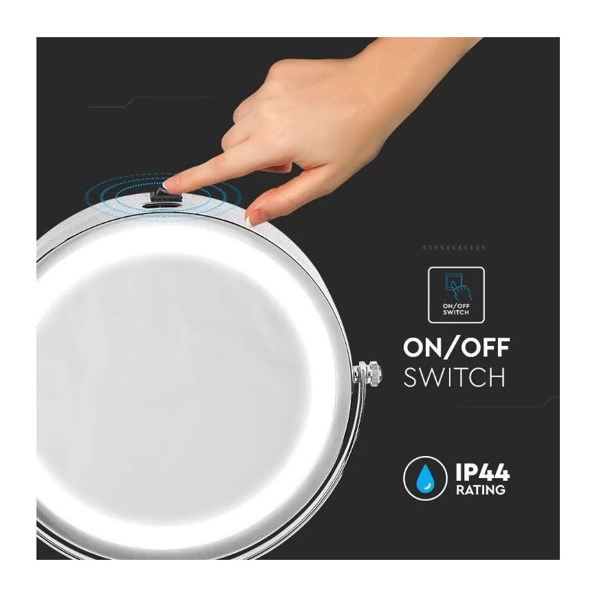 Espejo cosmético LED LED/3W/6V 4xAA IP44