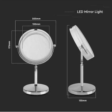 Espejo cosmético LED LED/3W/6V 4xAA IP44