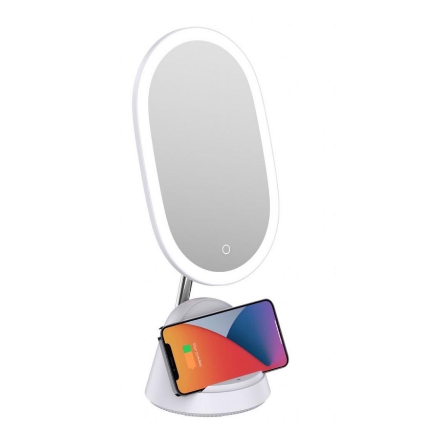 Espejo cosmético LED regulable con cargador inalámbrico LED/18W/230V