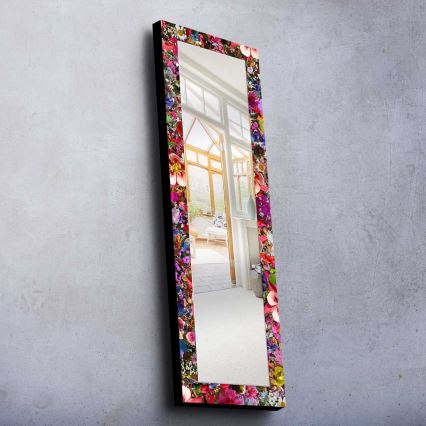 Espejo de pared 120x40 cm pino/flores