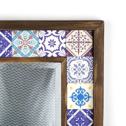 Espejo de pared 33x32,5 cm pino/azul