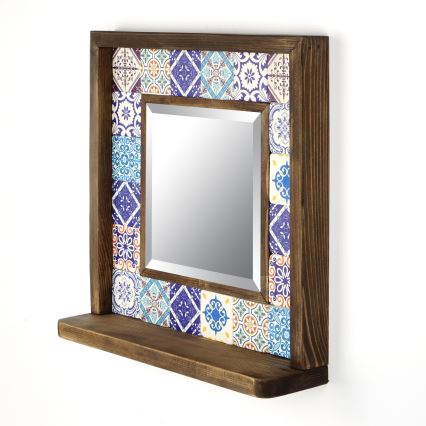 Espejo de pared 33x32,5 cm pino/azul