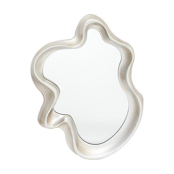 Espejo de pared 69x50 cm blanco/pátina