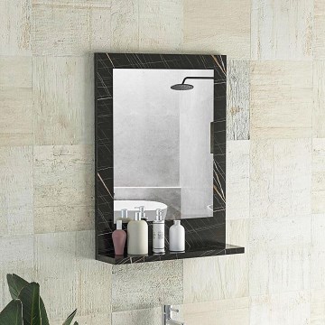 Espejo de pared con estante 60x45 cm negro