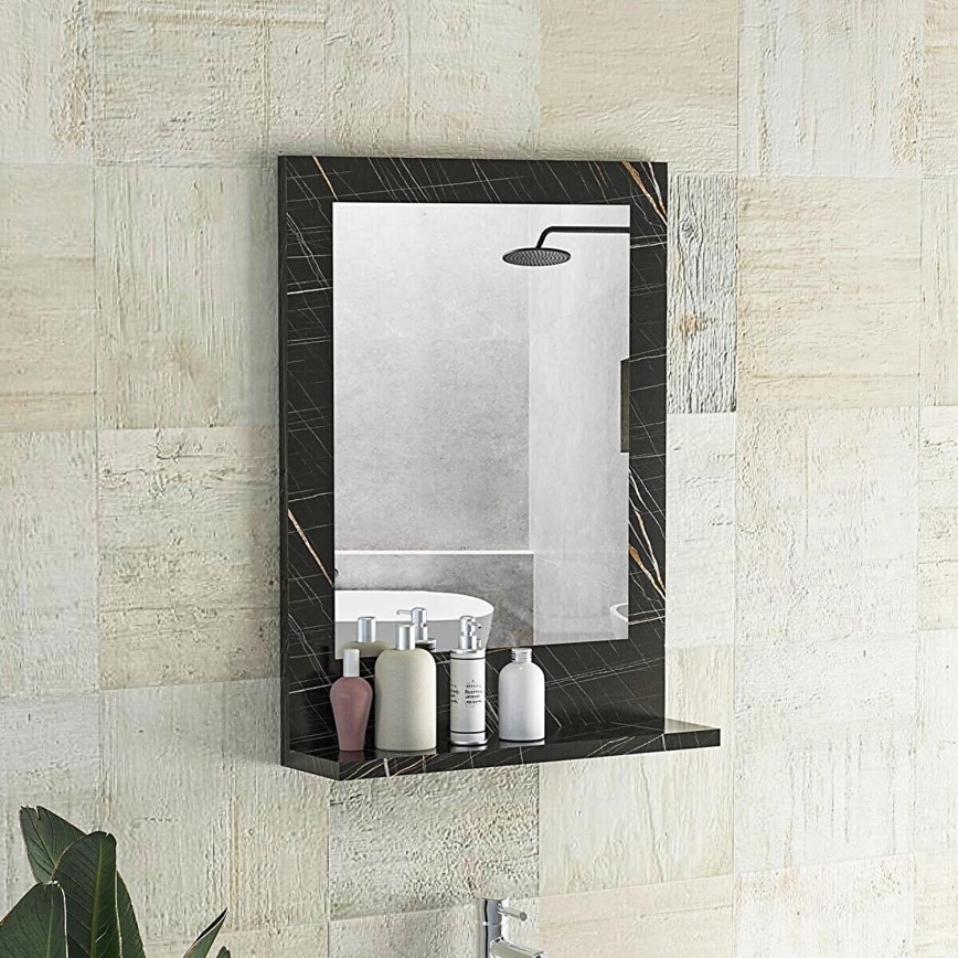 Espejo de pared con estante 60x45 cm negro