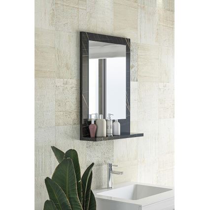 Espejo de pared con estante 60x45 cm negro
