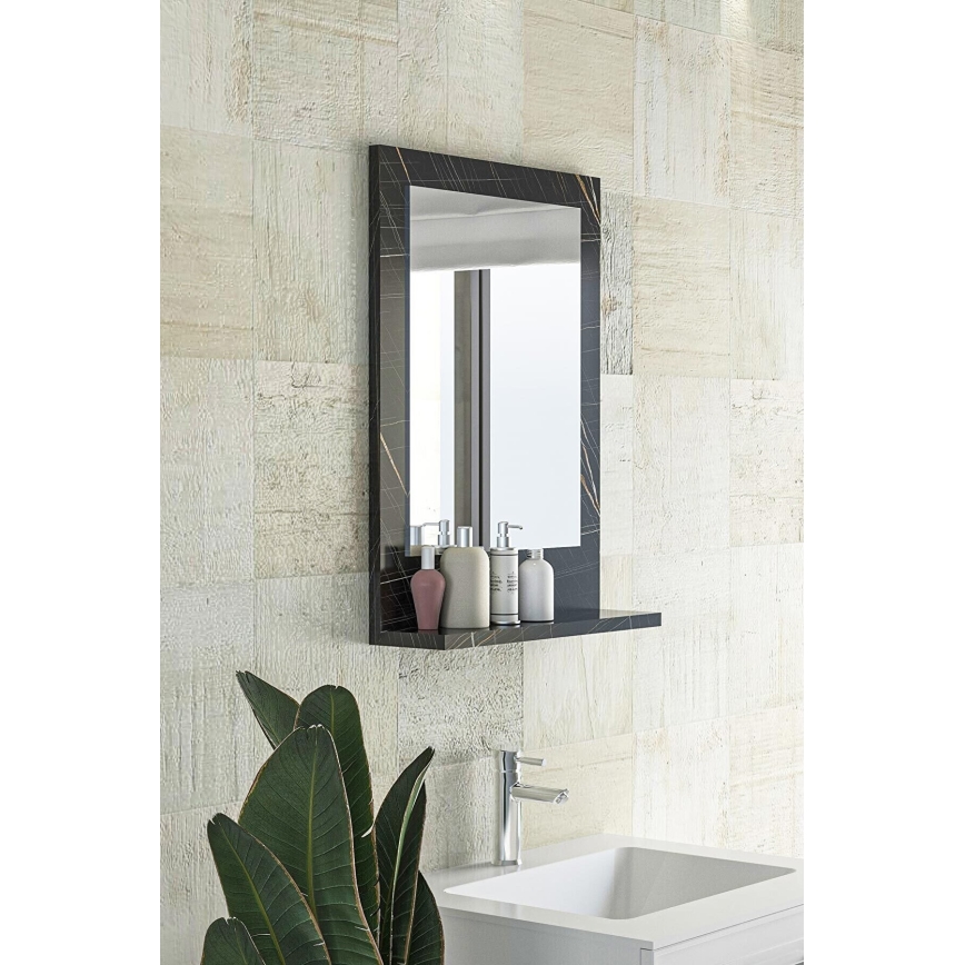 Espejo de pared con estante 60x45 cm negro