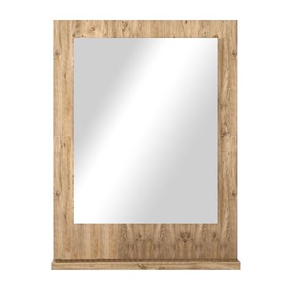 Espejo de pared con estante 60x45 cm pino atlántico