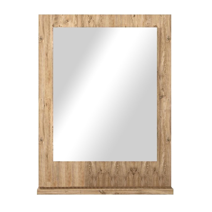 Espejo de pared con estante 60x45 cm pino atlántico