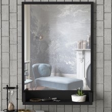 Espejo de pared con estante COSTA 75x45 cm negro